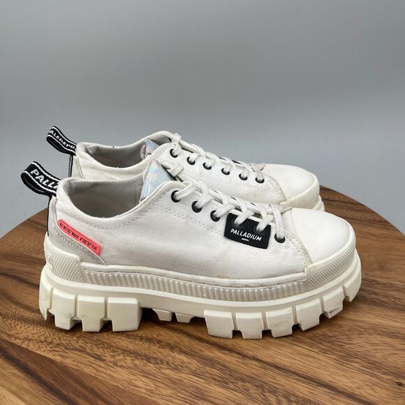 Palladium Shoes - Palladium Revolt Lo TX Shoes Womens Size 6 White Chunky Platform Lace Up